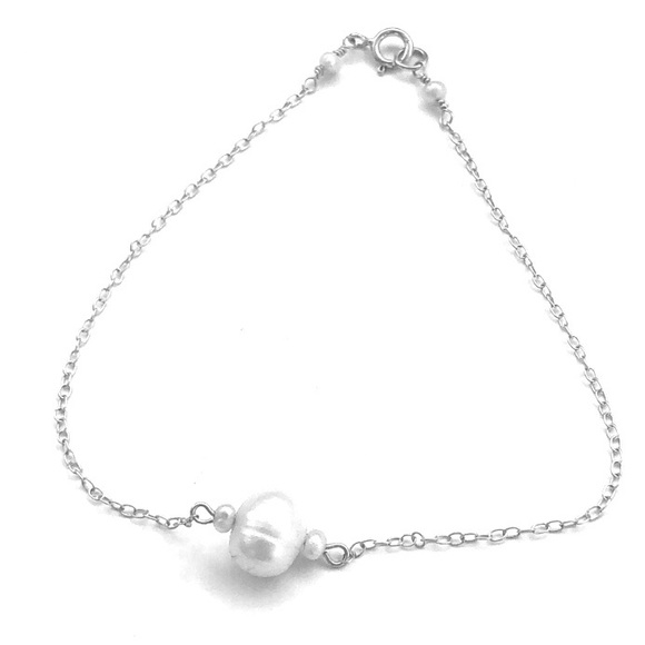 Dainty Sterling Silver Freshwater Pearl Bracelet - Picture 2 of 11